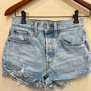Levi's 501 Button Fly Womens Denim Distressed Cut Off Shorts Sz 25 Beach Summer